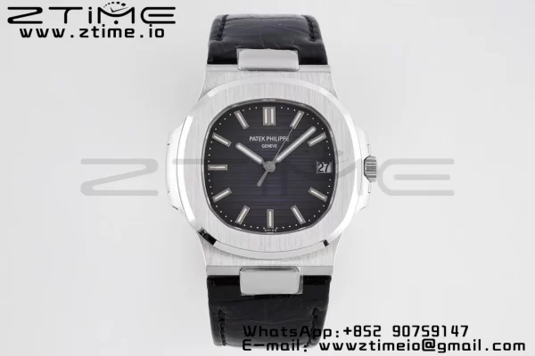 PATEK PHILIPPE Nautilus 5711 PPF 1:1 Best Edition Gray Textured Dial on Leather Strap 324CS V5 - Super Clone Watch | 1:1 Best Version