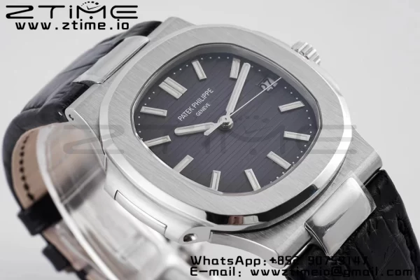 PATEK PHILIPPE Nautilus 5711 PPF 1:1 Best Edition Gray Textured Dial on Leather Strap 324CS V5 - Super Clone Watch | 1:1 Best Version