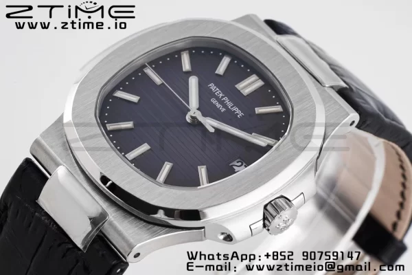 PATEK PHILIPPE Nautilus 5711 PPF 1:1 Best Edition Gray Textured Dial on Leather Strap 324CS V5 - Super Clone Watch | 1:1 Best Version