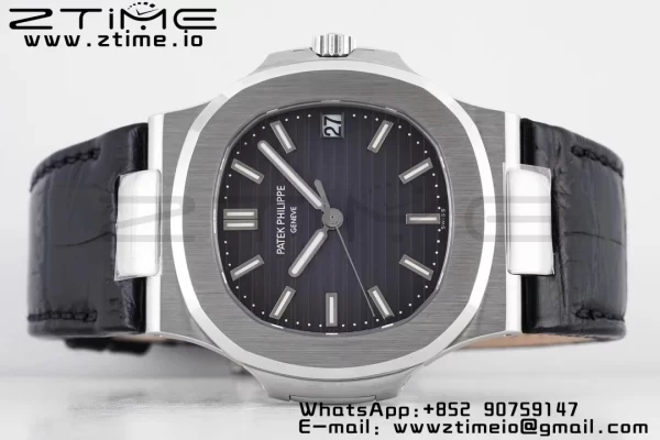 PATEK PHILIPPE Nautilus 5711 PPF 1:1 Best Edition Gray Textured Dial on Leather Strap 324CS V5 - Super Clone Watch | 1:1 Best Version
