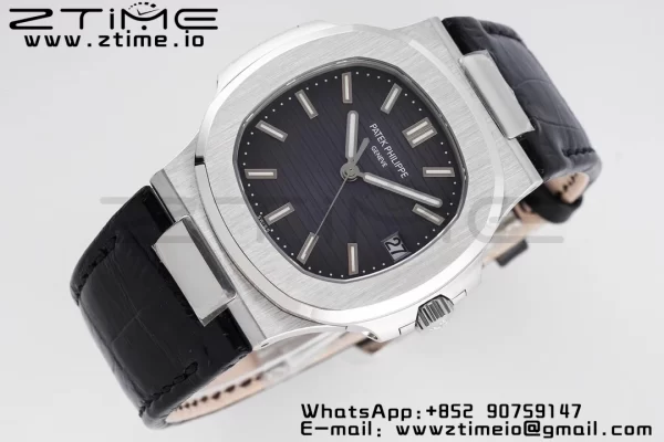 PATEK PHILIPPE Nautilus 5711 PPF 1:1 Best Edition Gray Textured Dial on Leather Strap 324CS V5 - Super Clone Watch | 1:1 Best Version