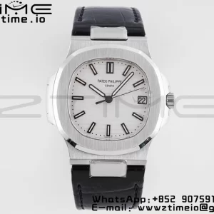 PATEK PHILIPPE Nautilus 5711 PPF 1:1 Best Edition White Textured Dial on Leather Strap 324CS V5 - Super Clone Watch | 1:1 Best Version