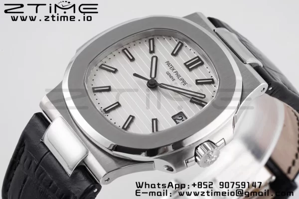 PATEK PHILIPPE Nautilus 5711 PPF 1:1 Best Edition White Textured Dial on Leather Strap 324CS V5 - Super Clone Watch | 1:1 Best Version