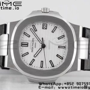 PATEK PHILIPPE Nautilus 5711 PPF 1:1 Best Edition White Textured Dial on Leather Strap 324CS V5 - Super Clone Watch | 1:1 Best Version