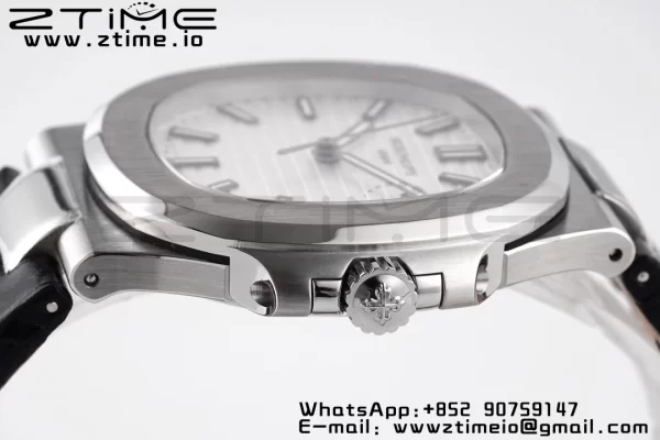 PATEK PHILIPPE Nautilus 5711 PPF 1:1 Best Edition White Textured Dial on Leather Strap 324CS V5 - Super Clone Watch | 1:1 Best Version