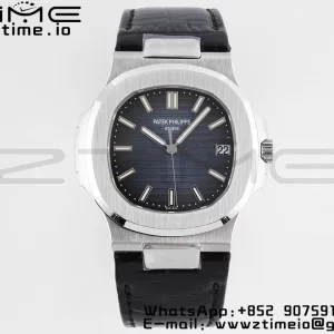 PATEK PHILIPPE Nautilus 5711 PPF 1:1 Best Edition Blue Textured Dial on Leather Strap 324CS V5 - Super Clone Watch | 1:1 Best Version