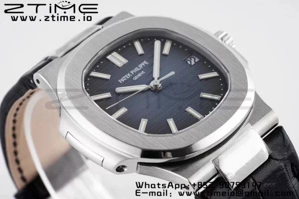 PATEK PHILIPPE ノーチラス 5711 PPF 1:1 ベスト・エディション ブルー・テクスチャード・ダイヤル・レザーストラップ 324CS V5 - スーパークローン・ウォッチ｜1:1 ベスト・バージョン