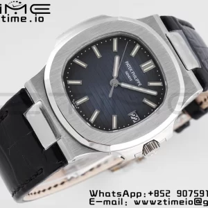 PATEK PHILIPPE ノーチラス 5711 PPF 1:1 ベスト・エディション ブルー・テクスチャード・ダイヤル・レザーストラップ 324CS V5 - スーパークローン・ウォッチ｜1:1 ベスト・バージョン