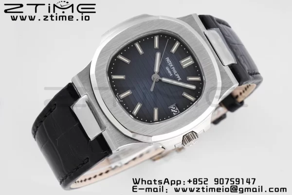 PATEK PHILIPPE ノーチラス 5711 PPF 1:1 ベスト・エディション ブルー・テクスチャード・ダイヤル・レザーストラップ 324CS V5 - スーパークローン・ウォッチ｜1:1 ベスト・バージョン