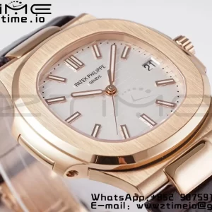 PATEK PHILIPPE Nautilus 5711/1R PPF 1-1ベストエディション ホワイトテクスチャードダイヤル ブラウンレザーストラップ 324CS V5 - スーパークローンウォッチ｜1:1ベストバージョン