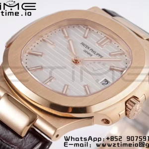 PATEK PHILIPPE Nautilus 5711/1R PPF 1-1ベストエディション ホワイトテクスチャードダイヤル ブラウンレザーストラップ 324CS V5 - スーパークローンウォッチ｜1:1ベストバージョン