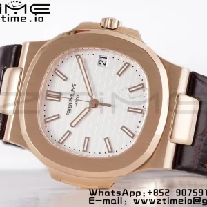 PATEK PHILIPPE Nautilus 5711/1R PPF 1-1ベストエディション ホワイトテクスチャードダイヤル ブラウンレザーストラップ 324CS V5 - スーパークローンウォッチ｜1:1ベストバージョン
