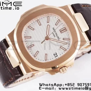 PATEK PHILIPPE Nautilus 5711/1R PPF 1-1ベストエディション ホワイトテクスチャードダイヤル ブラウンレザーストラップ 324CS V5 - スーパークローンウォッチ｜1:1ベストバージョン