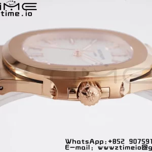 PATEK PHILIPPE Nautilus 5711/1R PPF 1-1ベストエディション ホワイトテクスチャードダイヤル ブラウンレザーストラップ 324CS V5 - スーパークローンウォッチ｜1:1ベストバージョン