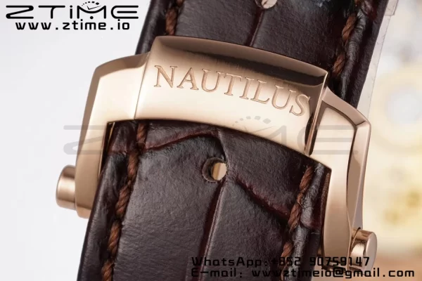 PATEK PHILIPPE Nautilus 5711/1R PPF 1-1ベストエディション ホワイトテクスチャードダイヤル ブラウンレザーストラップ 324CS V5 - スーパークローンウォッチ｜1:1ベストバージョン