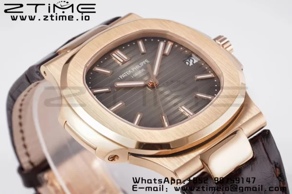 PATEK PHILIPPE Nautilus 5711/1R PPF 1-1 Best Edition Cadran gri texturat pe curea din piele maro 324CS V5 - Super Clone Watch | 1:1 Best Version