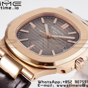PATEK PHILIPPE Nautilus 5711/1R PPF 1-1 Best Edition Cadran gri texturat pe curea din piele maro 324CS V5 - Super Clone Watch | 1:1 Best Version
