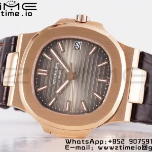 PATEK PHILIPPE Nautilus 5711/1R PPF 1-1 Best Edition Cadran gri texturat pe curea din piele maro 324CS V5 - Super Clone Watch | 1:1 Best Version
