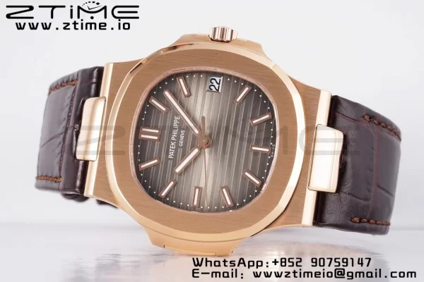PATEK PHILIPPE Nautilus 5711/1R PPF 1-1 Best Edition Cadran gri texturat pe curea din piele maro 324CS V5 - Super Clone Watch | 1:1 Best Version