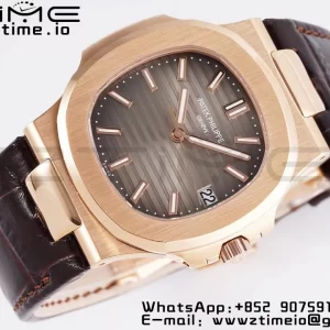 PATEK PHILIPPE Nautilus 5711/1R PPF 1-1 Best Edition Cadran gri texturat pe curea din piele maro 324CS V5 - Super Clone Watch | 1:1 Best Version