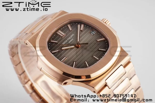 PATEK PHILIPPE Nautilus 5711/1R PPF 1:1 Best Edition Quadrante marrone testurizzato su bracciale RG 324CS V5 - Orologio super clone | 1:1 Best Version