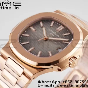 PATEK PHILIPPE Nautilus 5711/1R PPF 1:1 Best Edition Quadrante marrone testurizzato su bracciale RG 324CS V5 - Orologio super clone | 1:1 Best Version