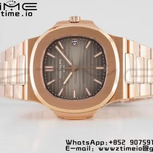 PATEK PHILIPPE Nautilus 5711/1R PPF 1:1 Best Edition Quadrante marrone testurizzato su bracciale RG 324CS V5 - Orologio super clone | 1:1 Best Version