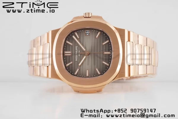 PATEK PHILIPPE Nautilus 5711/1R PPF 1:1 Best Edition Quadrante marrone testurizzato su bracciale RG 324CS V5 - Orologio super clone | 1:1 Best Version