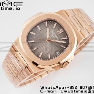 PATEK PHILIPPE Nautilus 5711/1R PPF 1:1 Best Edition Quadrante marrone testurizzato su bracciale RG 324CS V5 - Orologio super clone | 1:1 Best Version