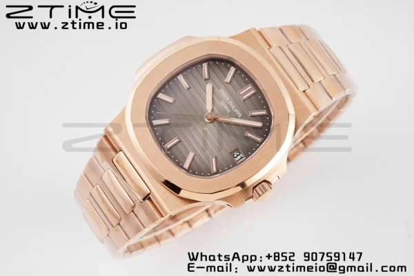 PATEK PHILIPPE Nautilus 5711/1R PPF 1:1 Best Edition Quadrante marrone testurizzato su bracciale RG 324CS V5 - Orologio super clone | 1:1 Best Version
