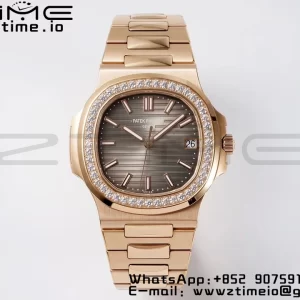 PATEK PHILIPPE Nautilus 5711 RG PPF 1:1 Best Edition Gray Dial Diamonds Bezel on RG Bracelet 324CS V5 - Super Clone Watch | 1:1 Best Version