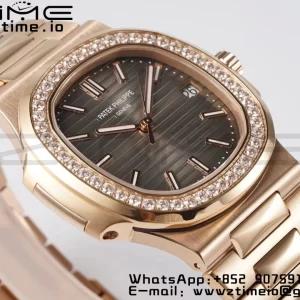 PATEK PHILIPPE Nautilus 5711 RG PPF 1:1 Best Edition Gray Dial Diamonds Bezel on RG Bracelet 324CS V5 - Super Clone Watch | 1:1 Best Version