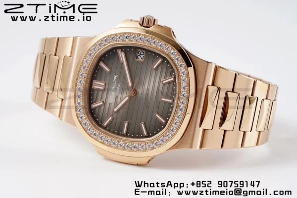 PATEK PHILIPPE Nautilus 5711 RG PPF 1:1 Best Edition Gray Dial Diamonds Bezel on RG Bracelet 324CS V5 - Super Clone Watch | 1:1 Best Version