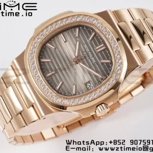 PATEK PHILIPPE Nautilus 5711 RG PPF 1:1 Best Edition Gray Dial Diamonds Bezel on RG Bracelet 324CS V5 - Super Clone Watch | 1:1 Best Version