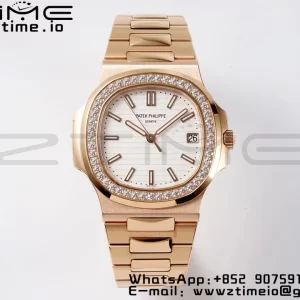 PATEK PHILIPPE Nautilus 5711 RG PPF 1:1 Best Edition White Dial Diamonds Bezel on RG Bracelet 324CS  V5 - Super Clone Watch | 1:1 Best Version