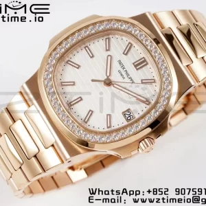 PATEK PHILIPPE Nautilus 5711 RG PPF 1:1 Best Edition White Dial Diamonds Bezel on RG Bracelet 324CS  V5 - Super Clone Watch | 1:1 Best Version