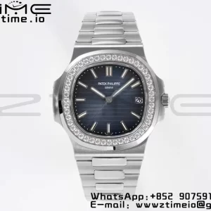 PATEK PHILIPPE Nautilus 5711/1A PPF 1:1 Best Edition Blue Dial Diamonds Bezel on SS Bracelet 324CS V5 - Super Clone Watch | 1:1 Best Version
