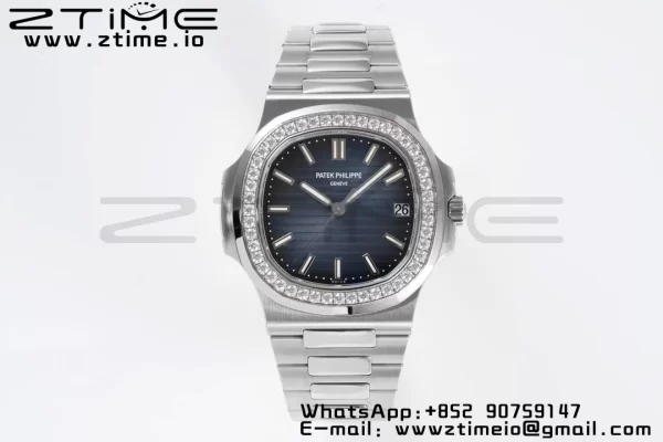 PATEK PHILIPPE Nautilus 5711/1A PPF 1:1 Best Edition Blue Dial Diamonds Bezel on SS Bracelet 324CS V5 - Super Clone Watch | 1:1 Best Version