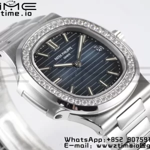 PATEK PHILIPPE Nautilus 5711/1A PPF 1:1 Best Edition Blue Dial Diamonds Bezel on SS Bracelet 324CS V5 - Super Clone Watch | 1:1 Best Version