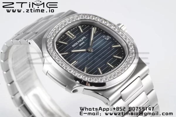 PATEK PHILIPPE Nautilus 5711/1A PPF 1:1 Best Edition Blue Dial Diamonds Bezel on SS Bracelet 324CS V5 - Super Clone Watch | 1:1 Best Version