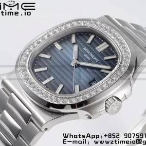 PATEK PHILIPPE Nautilus 5711/1A PPF 1:1 Best Edition Blue Dial Diamonds Bezel on SS Bracelet 324CS V5 - Super Clone Watch | 1:1 Best Version
