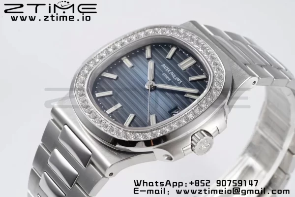 PATEK PHILIPPE Nautilus 5711/1A PPF 1:1 Best Edition Blue Dial Diamonds Bezel on SS Bracelet 324CS V5 - Super Clone Watch | 1:1 Best Version
