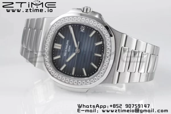 PATEK PHILIPPE Nautilus 5711/1A PPF 1:1 Best Edition Blue Dial Diamonds Bezel on SS Bracelet 324CS V5 - Super Clone Watch | 1:1 Best Version