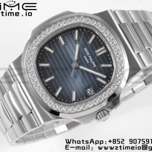 PATEK PHILIPPE Nautilus 5711/1A PPF 1:1 Best Edition Blue Dial Diamonds Bezel on SS Bracelet 324CS V5 - Super Clone Watch | 1:1 Best Version
