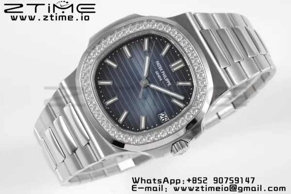 PATEK PHILIPPE Nautilus 5711/1A PPF 1:1 Best Edition Blue Dial Diamonds Bezel on SS Bracelet 324CS V5 - Super Clone Watch | 1:1 Best Version