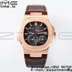 PATEK PHILIPPE Nautilus 5712 SS PPF 1:1 Best Edition Gray Dial on Brown Leather Strap A240 Super Clone V2 - Super Clone Watch | 1:1 Best Version