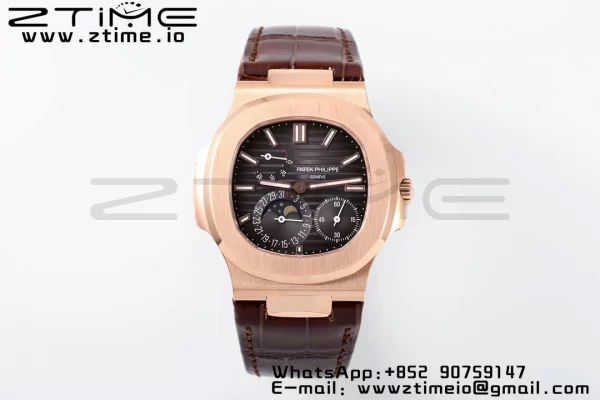 PATEK PHILIPPE Nautilus 5712 SS PPF 1:1 Best Edition Gray Dial on Brown Leather Strap A240 Super Clone V2 - Super Clone Watch | 1:1 Best Version
