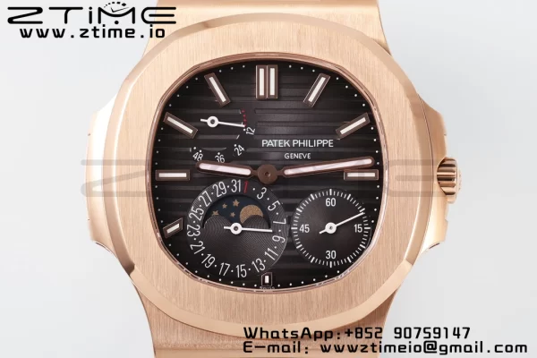 PATEK PHILIPPE Nautilus 5712 SS PPF 1:1 Best Edition Gray Dial on Brown Leather Strap A240 Super Clone V2 - Super Clone Watch | 1:1 Best Version
