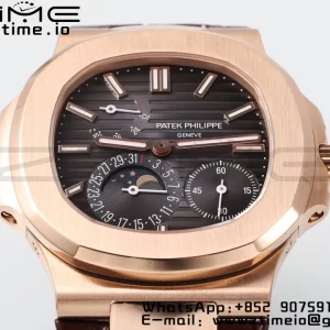 PATEK PHILIPPE Nautilus 5712 SS PPF 1:1 Best Edition Gray Dial on Brown Leather Strap A240 Super Clone V2 - Super Clone Watch | 1:1 Best Version
