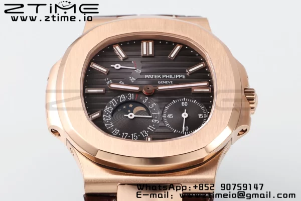 PATEK PHILIPPE Nautilus 5712 SS PPF 1:1 Best Edition Gray Dial on Brown Leather Strap A240 Super Clone V2 - Super Clone Watch | 1:1 Best Version